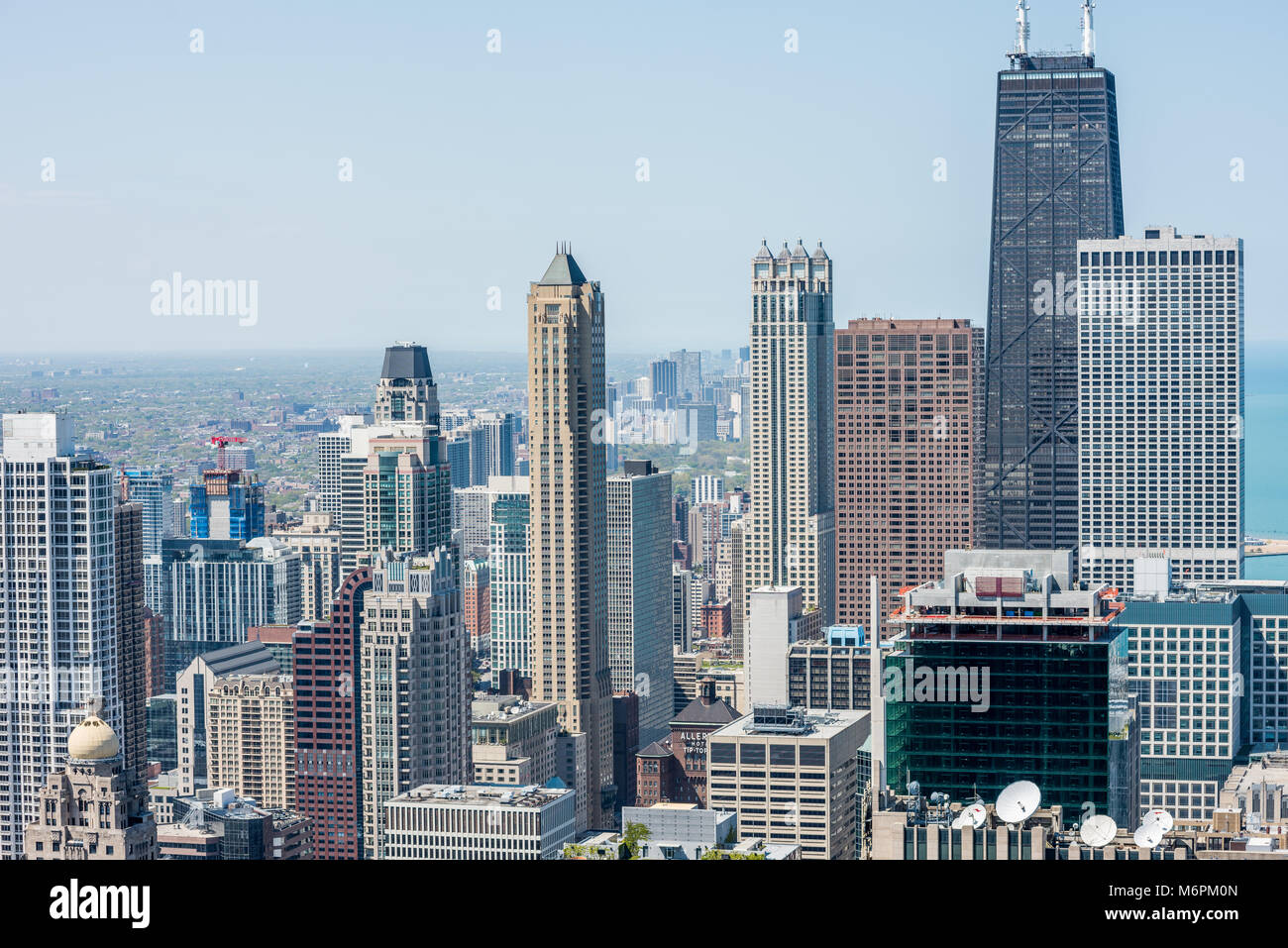 Luftaufnahme von Chicago Skyline einschließlich John Hancock Building Stockfoto