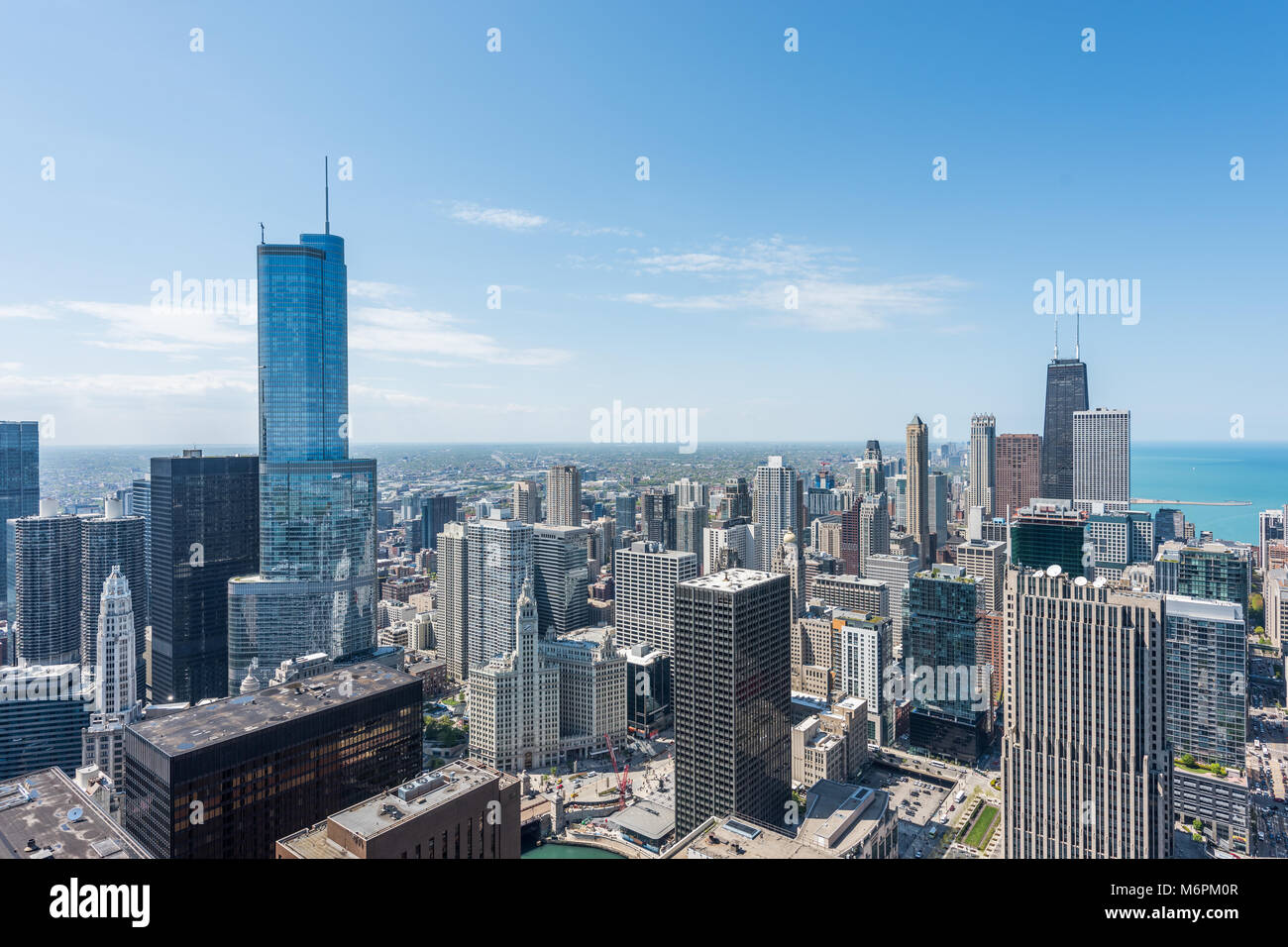 Luftaufnahme von Chicago Skyline einschließlich Trump Tower und John Hancock Building Stockfoto