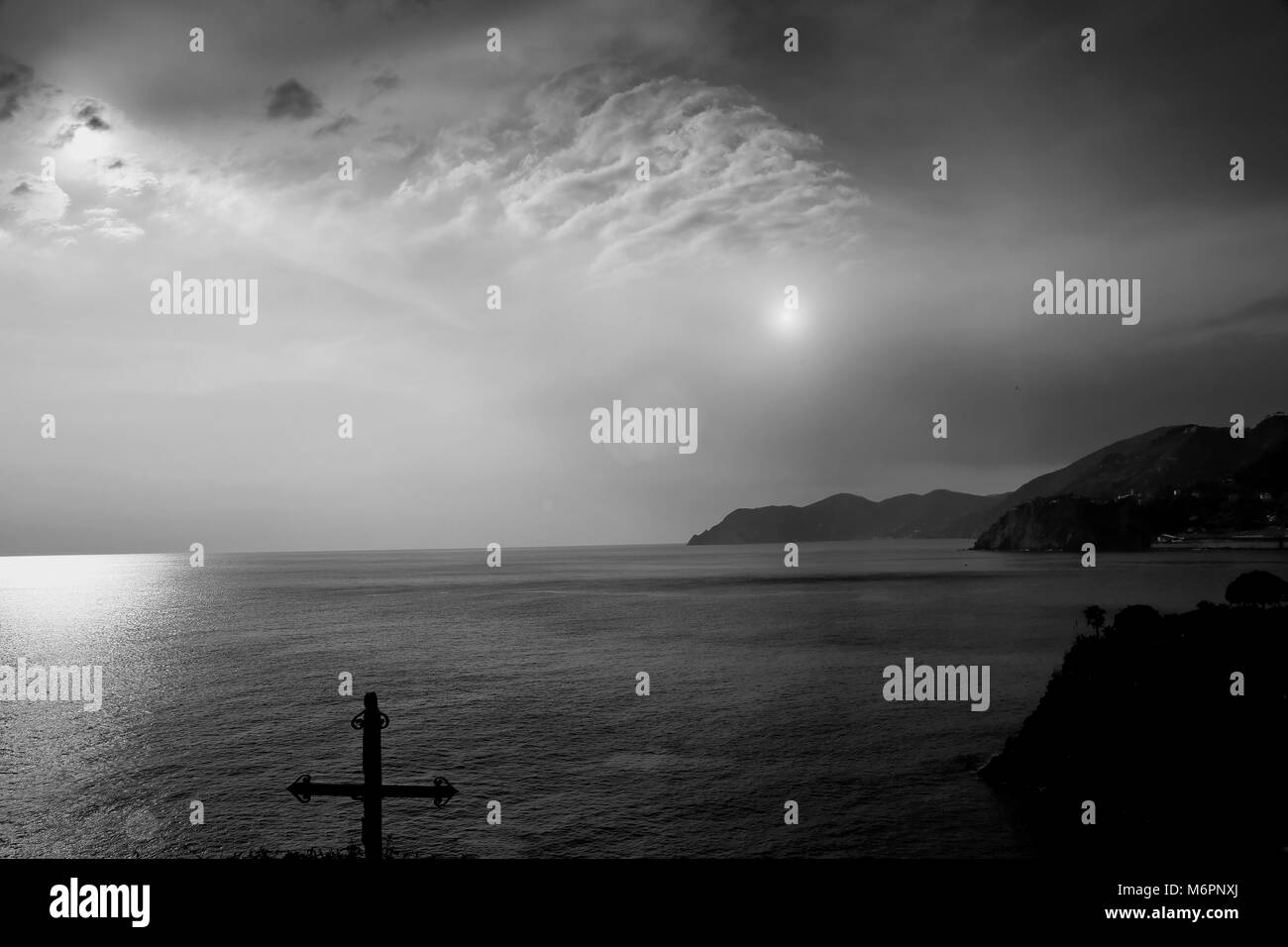 Malerischen Manarola Sonnenuntergänge Stockfoto