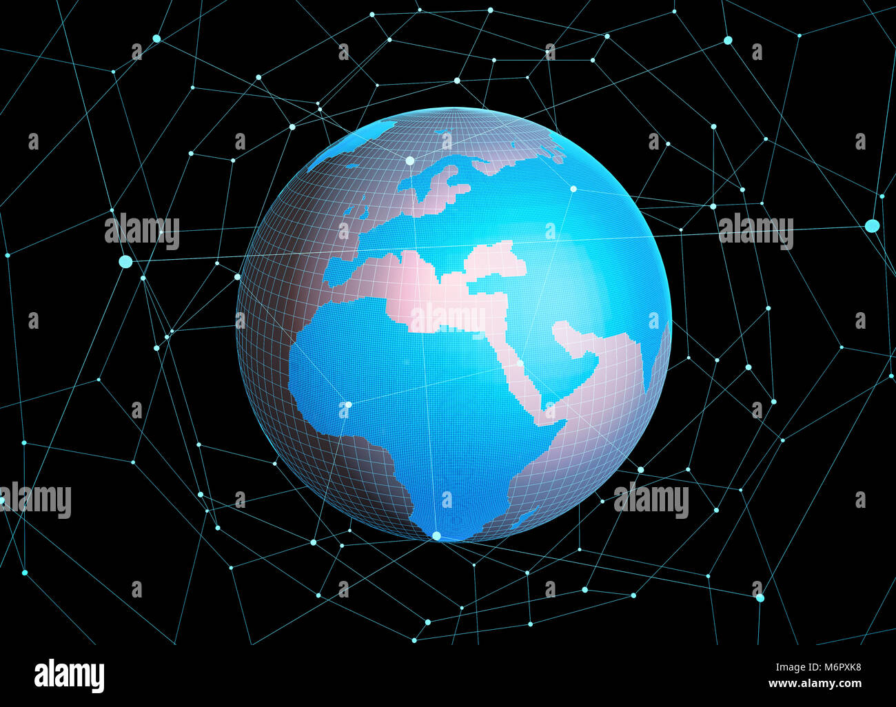Globales Netzwerk Technologie Entwicklung, Network Economy, E-Commerce Stockfoto
