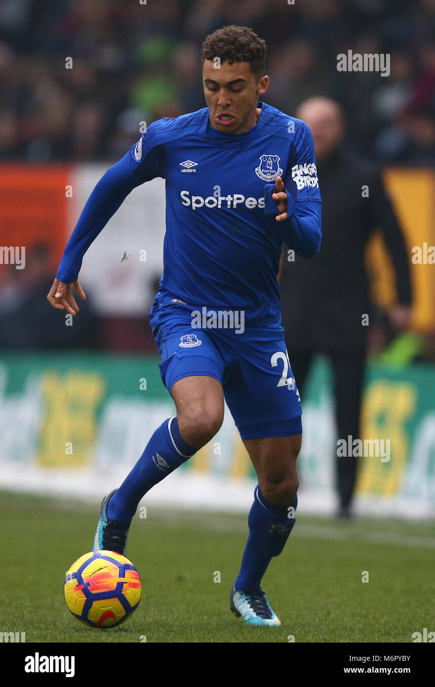 Everton ist Dominic Calvert-Lewin während der Premier League Spiel im Turf Moor, Burnley. Stockfoto