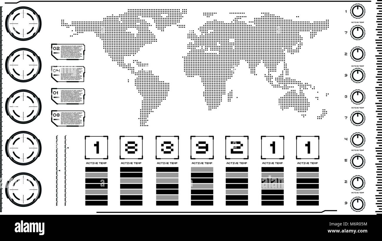 Hi-tech-Schnittstelle auf hellen Hintergrund. Entwurfselemente für den Hud, Benutzeroberfläche, Animation, Motion Design. Vector Illustration Stock Vektor