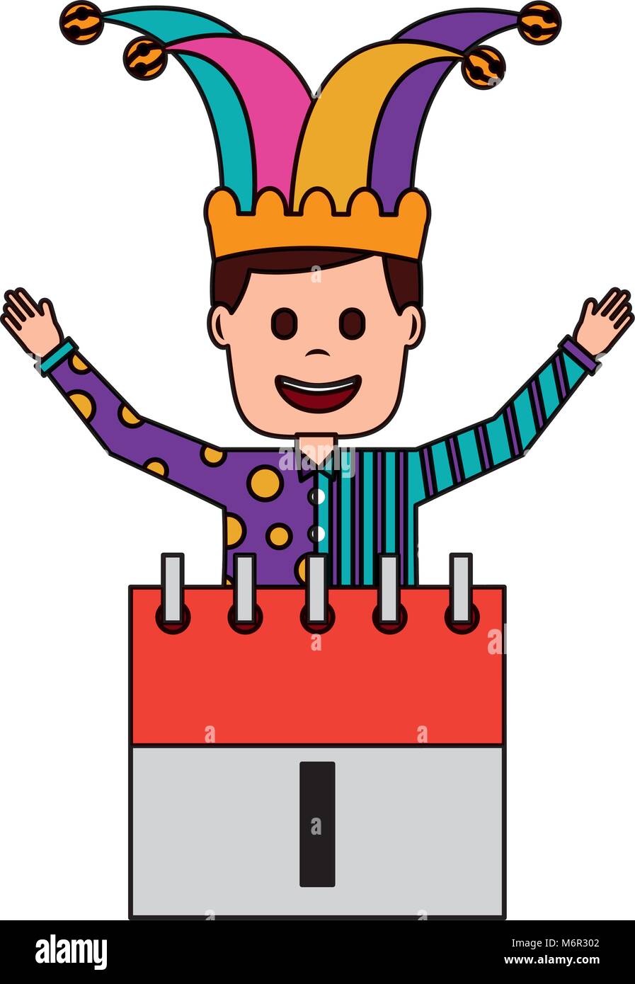 Joker mit jester Hut und 1. Kalender Vector Illustration Stock-Vektorgrafik - Alamy