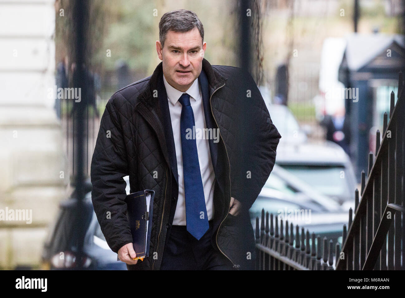 London, Großbritannien. 6. März, 2018. David Gauke MP, Herr Bundeskanzler und Minister für Justiz, kommt an 10 Downing Street für eine Sitzung. Credit: Mark Kerrison/Alamy leben Nachrichten Stockfoto