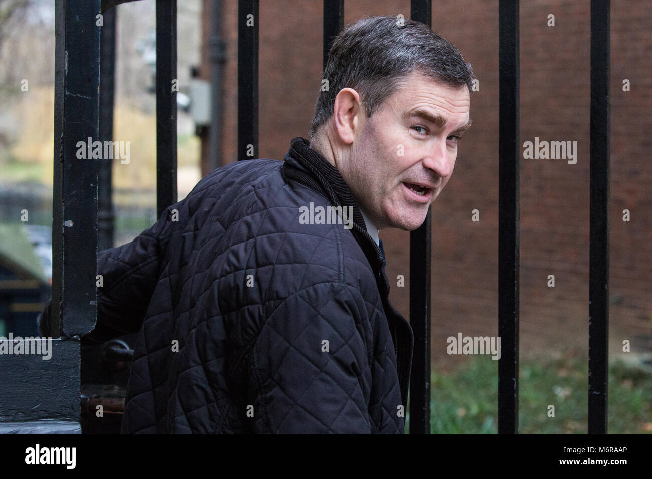 London, Großbritannien. 6. März, 2018. David Gauke MP, Herr Bundeskanzler und Minister für Justiz, kommt an 10 Downing Street für eine Sitzung. Credit: Mark Kerrison/Alamy leben Nachrichten Stockfoto