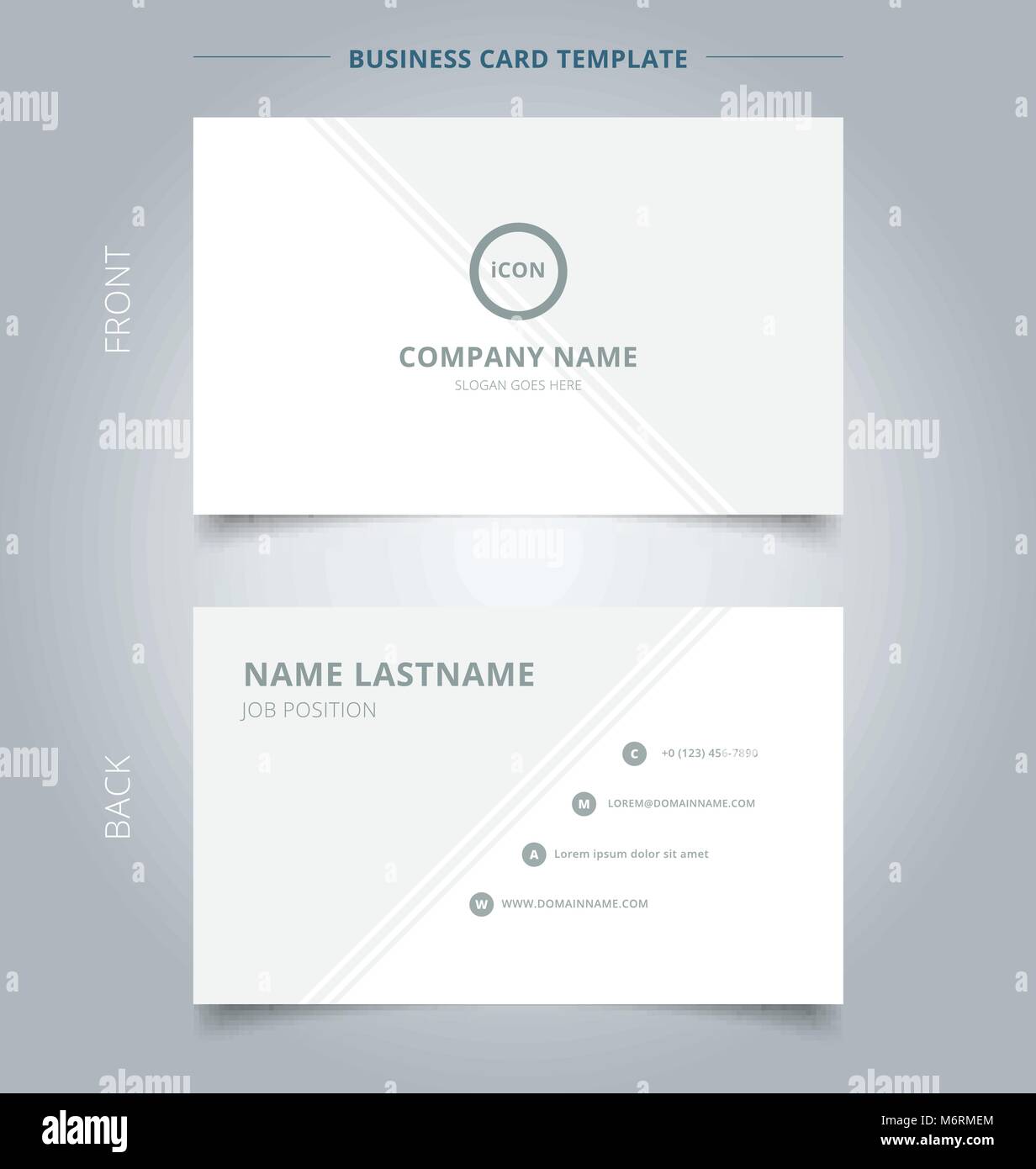 Creative Business Card und Name Karte Vorlage Grau und Weiß mit Linien diagonal Hintergrund. Abstrakte Konzept und Design Vektor Grafik Stock Vektor