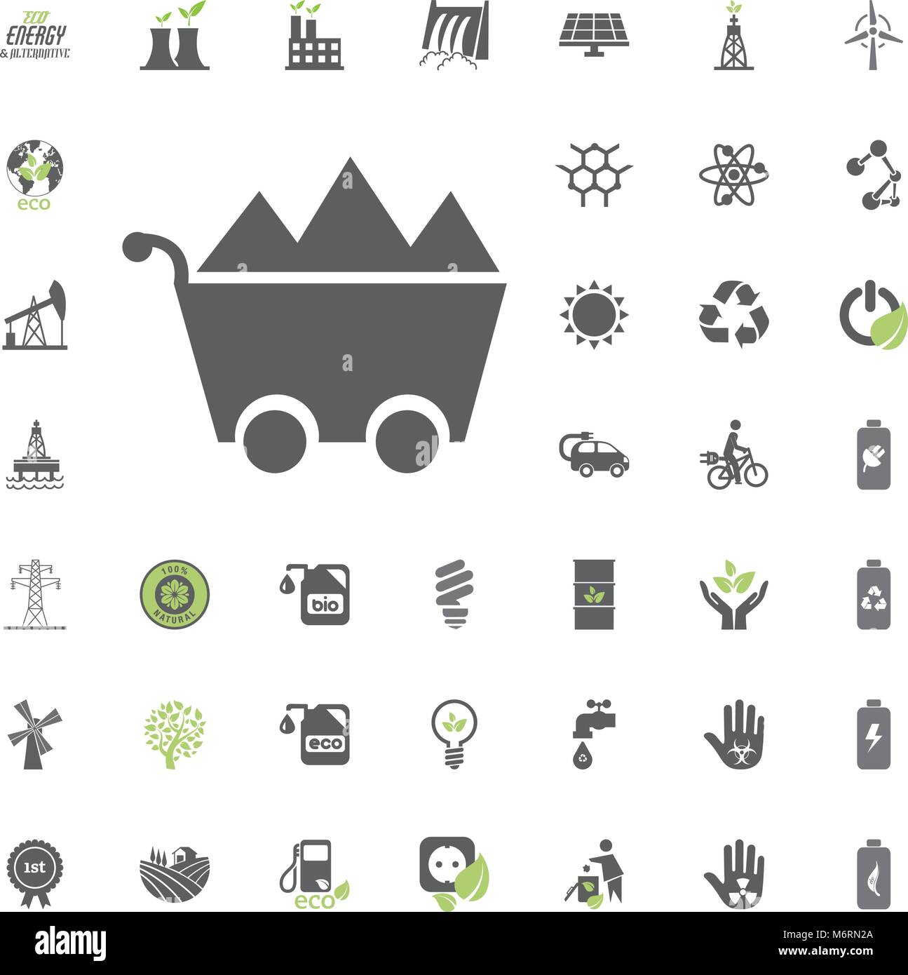 Kohle Symbol. Eco und Alternative Energie vektor Icon Set. Energiequelle Elektrizität Ressourcengruppe Vektor Stock Vektor