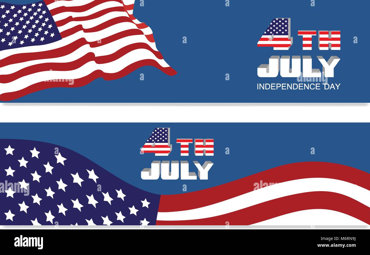 Amerikanischen Unabhängigkeitstag. Website Header oder Banner mit National Flagge gesetzt Stock Vektor