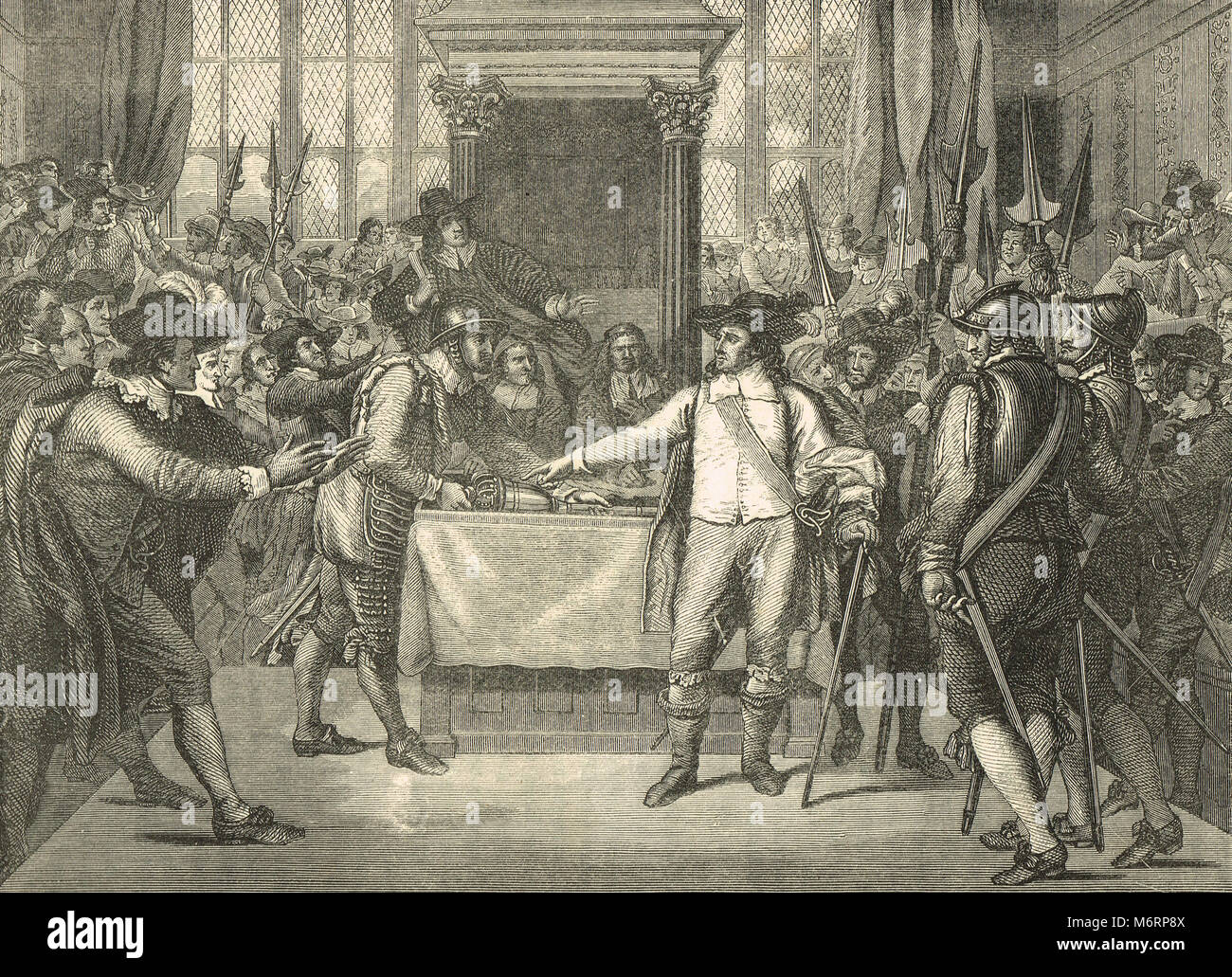 Oliver Cromwell Auflösen das Rumpfparlament, 20. April 1653 Stockfoto