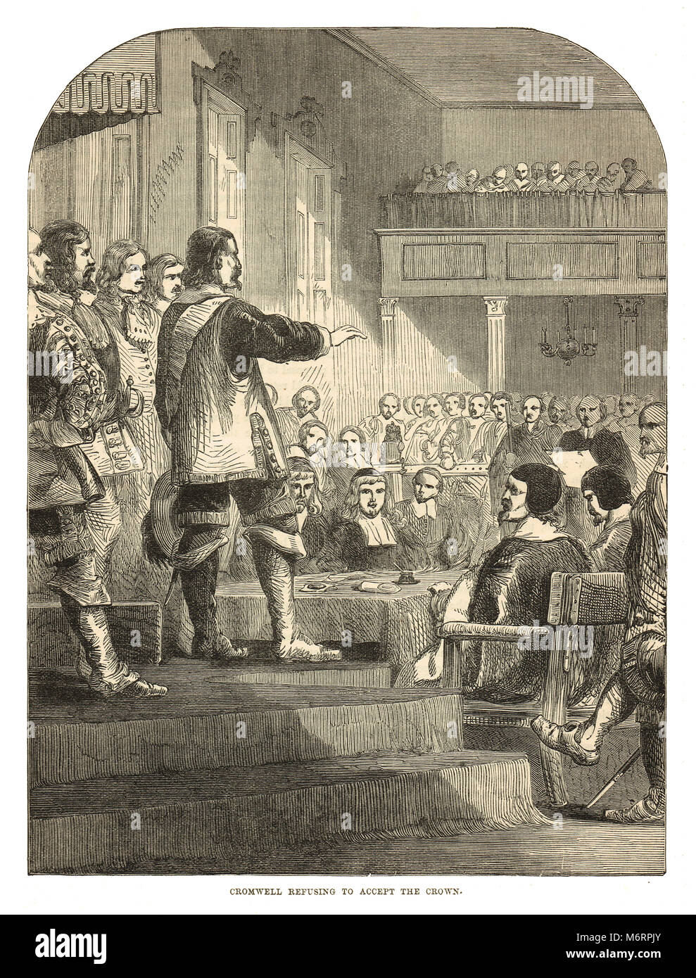 Oliver Cromwell die Weigerung, die Krone von England, 1657 Stockfoto