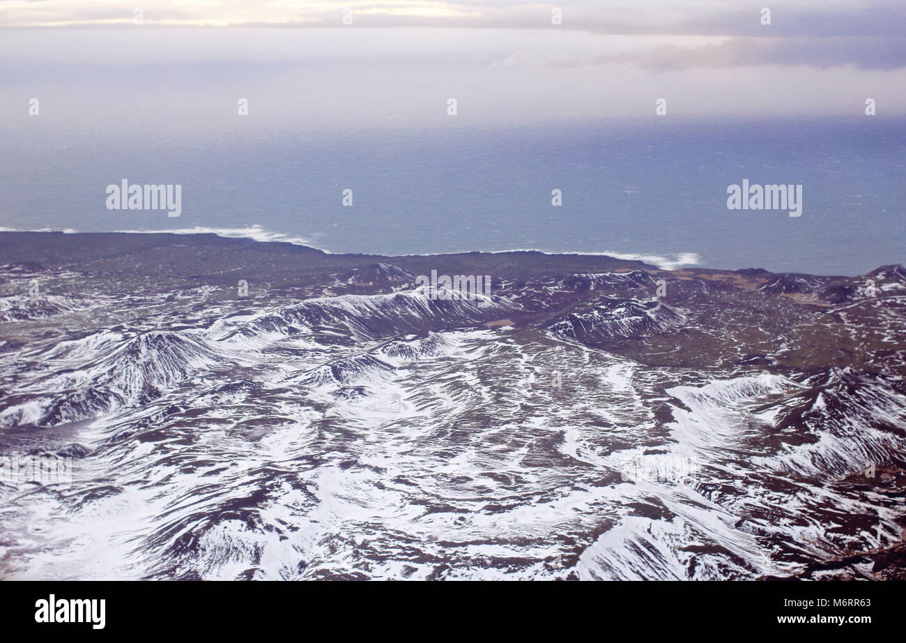 Landschaft von Island, Ansicht von oben an bewölkten Tag Stockfoto