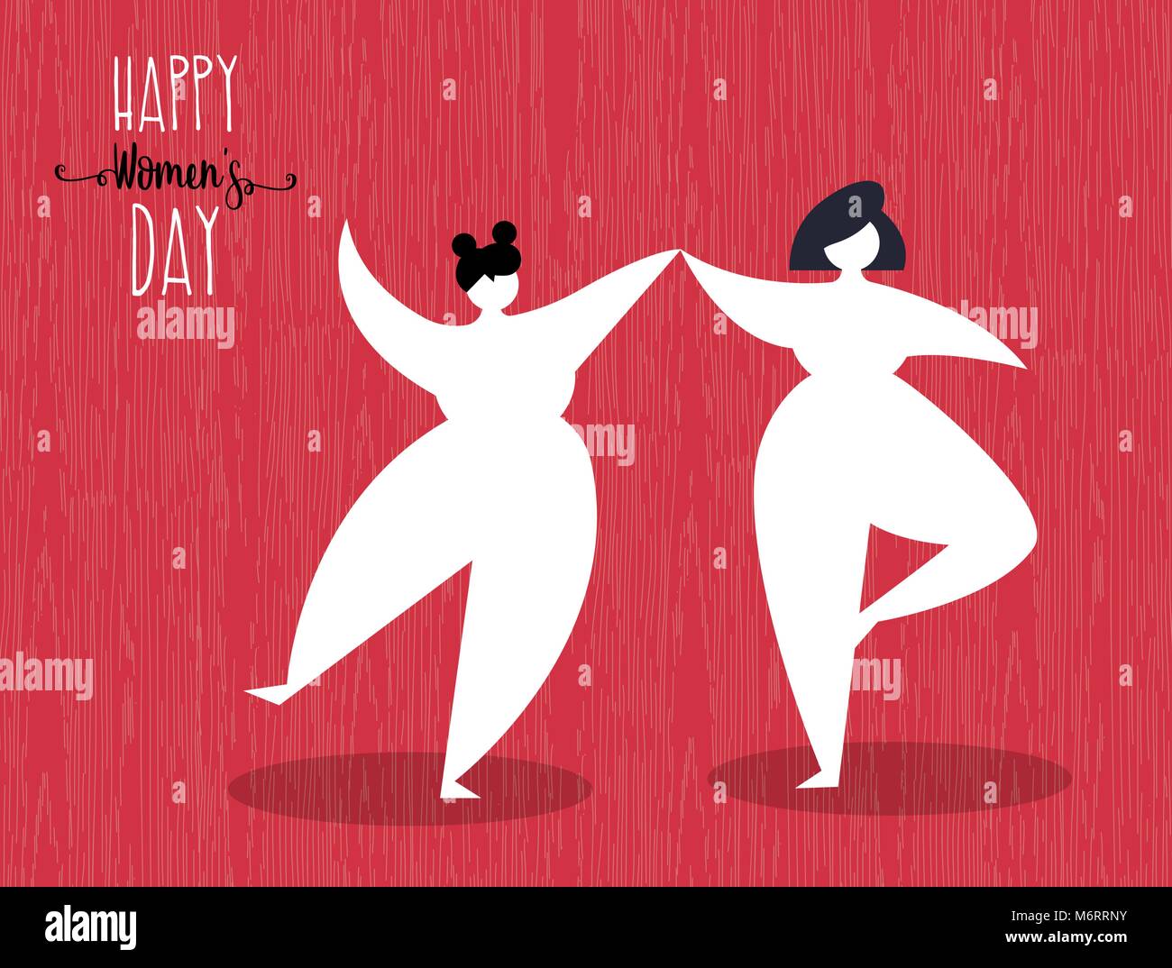 Einen glücklichen Tag der Frau Grußkarte Abbildung: Freunde tanzen für Frau event Feier. EPS 10 Vektor. Stock Vektor