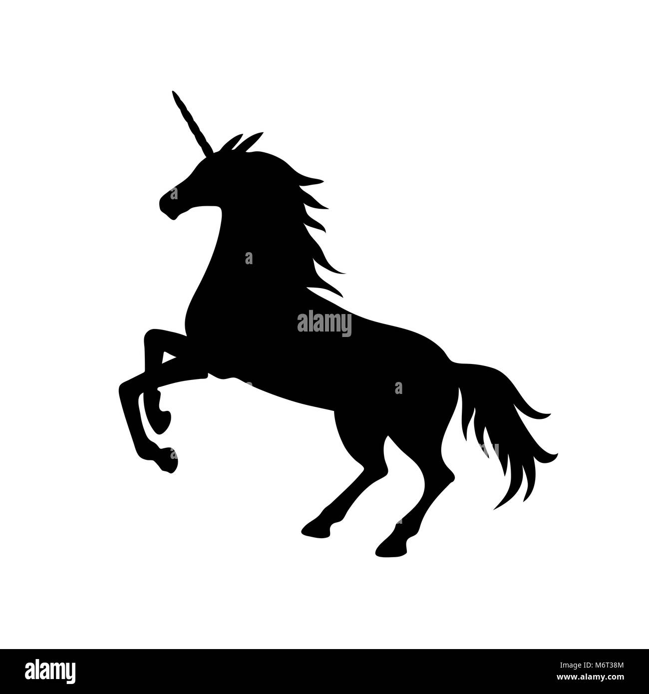 Vector Illustration von Einhorn Silhouette. Schwarzes Einhorn Stock