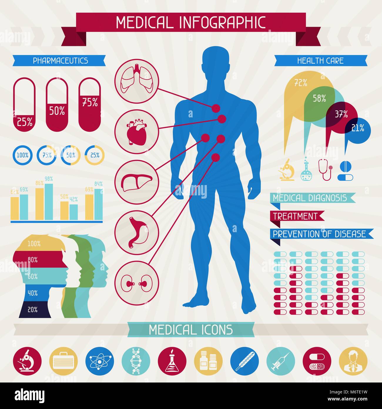 Medizinische Infografik Elemente Sammlung Stock Vektor