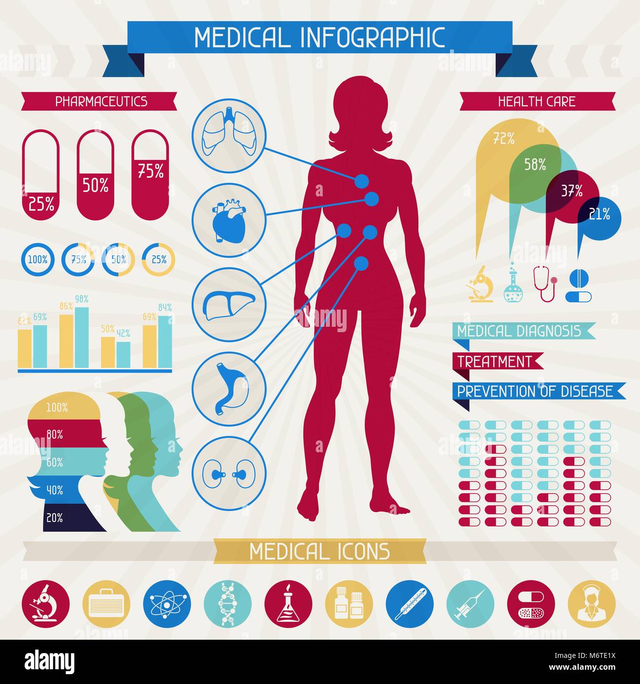 Medizinische Infografik Elemente Sammlung Stock Vektor