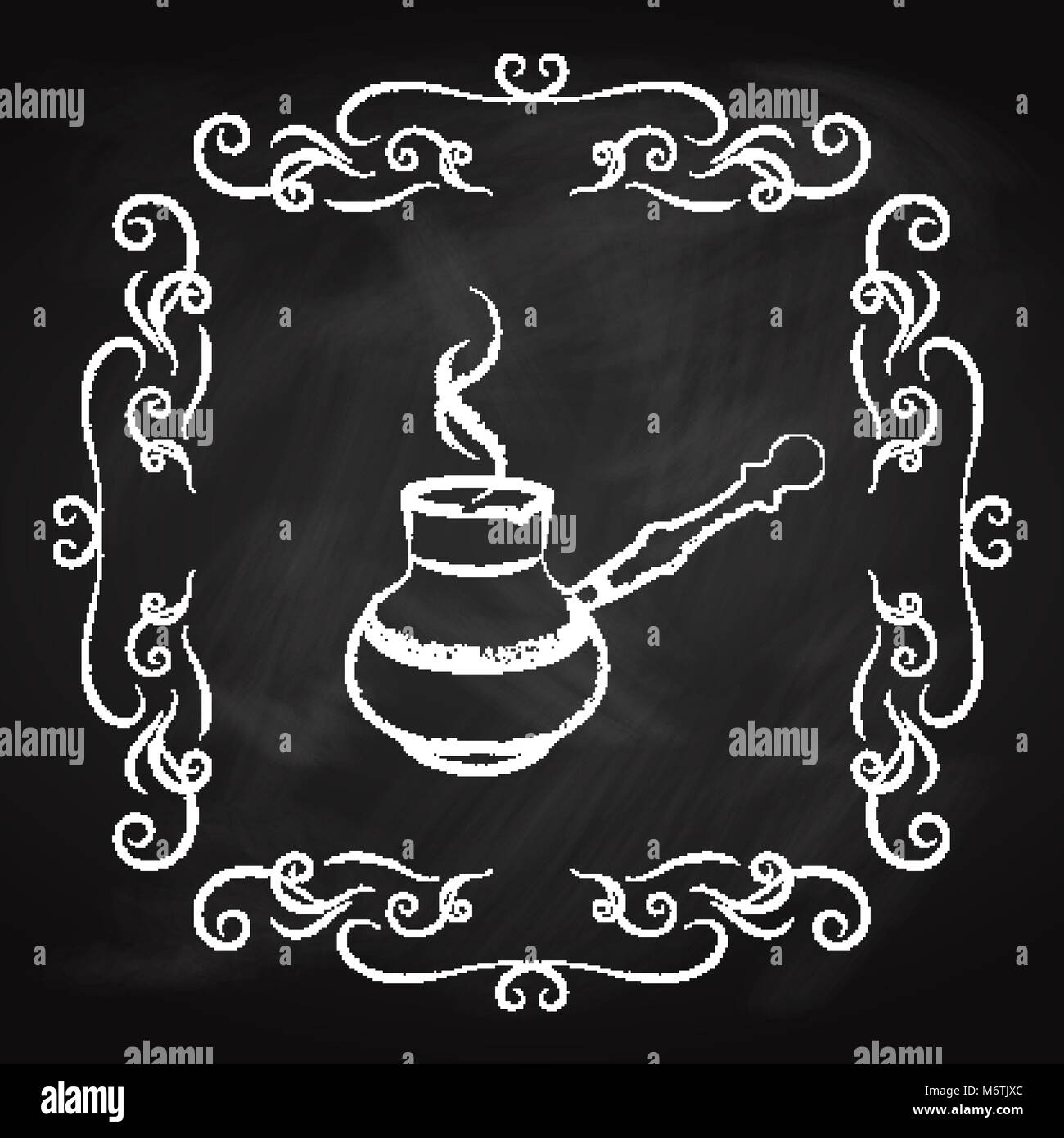 Kaffeemaschine Symbol, mit Kreide auf einer Tafel gezeichnet Stock Vektor
