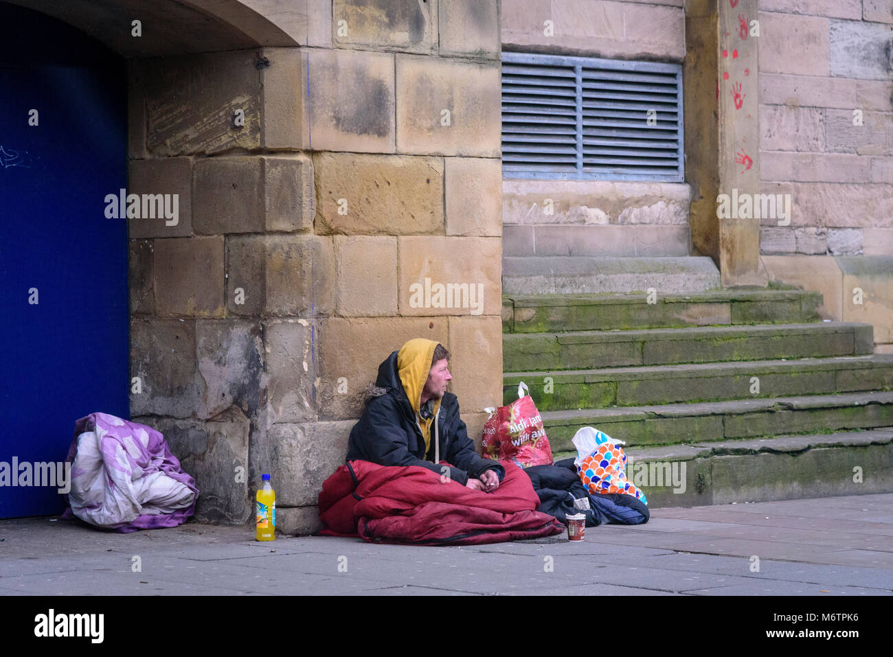 Straße Sleeper. Leben auf der Straße Stockfoto