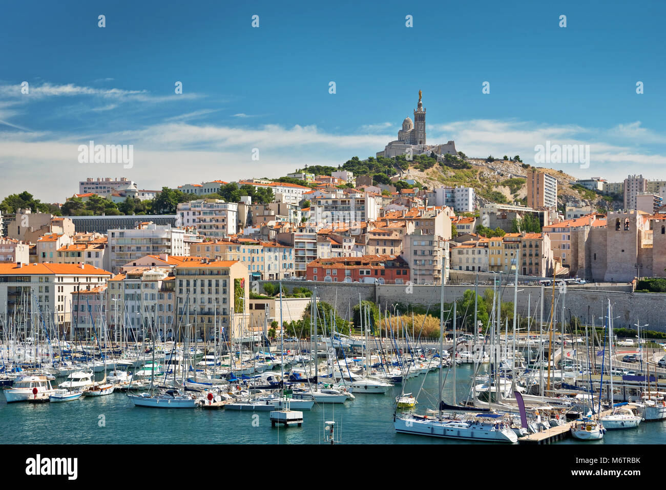 Blick auf den alten Hafen von Marseille, Frankreich Stockfoto