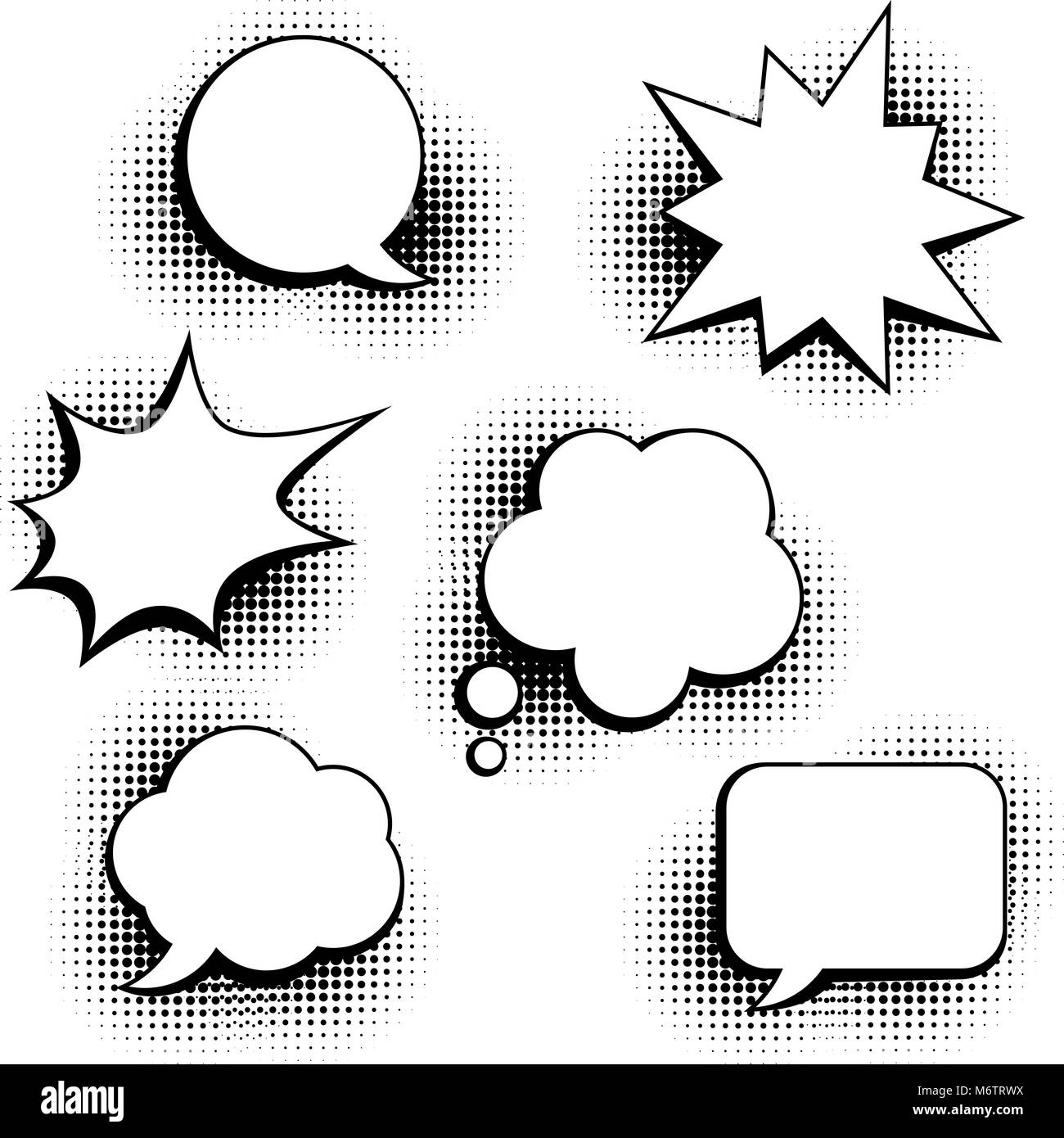 Satz von Sprechblasen im Pop Art Stil Stock Vektor