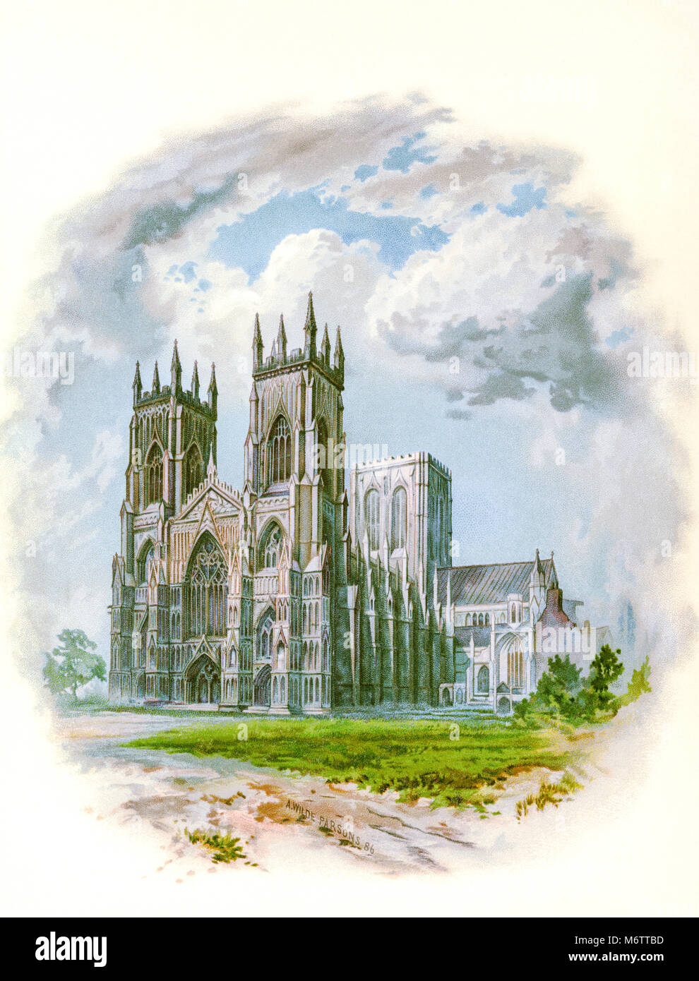 Ein 10x8 Zoll color Platte des York Minster von A. Wilde Parsons (1854-1931) in hoher Auflösung aus einem Buch 1888 veröffentlicht gescannt. Stockfoto Ein 10x8 Zoll color Platte des York Minster von A. Wilde Parsons (1854-1931) in hoher Auflösung aus einem Buch 1888 veröffentlicht gescannt. Stockfoto