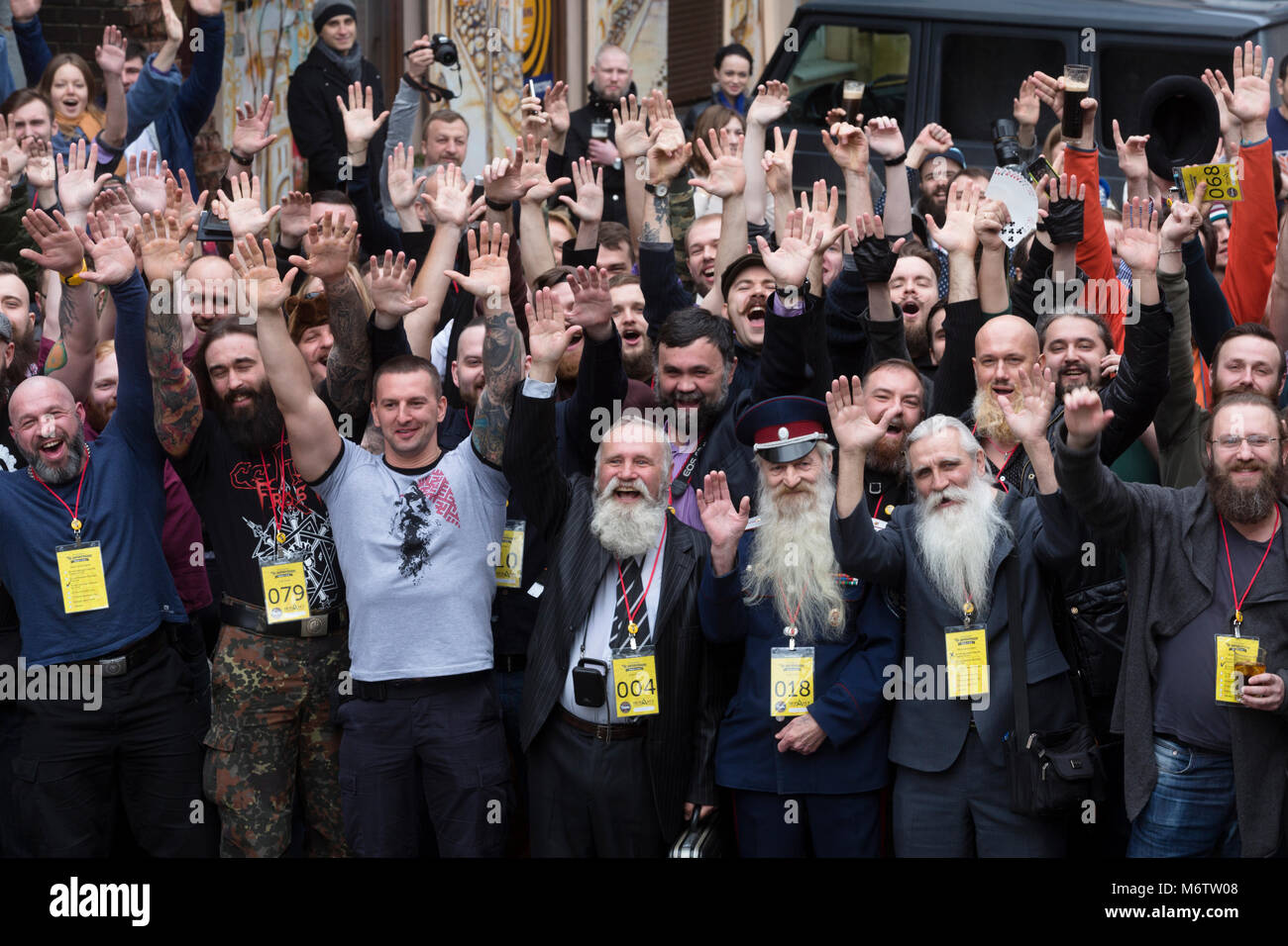 Moskau, Russland. 4. April 2015. Die dritte russische Bart und Schnurrbart Meisterschaft in Moskau, Russland Stockfoto