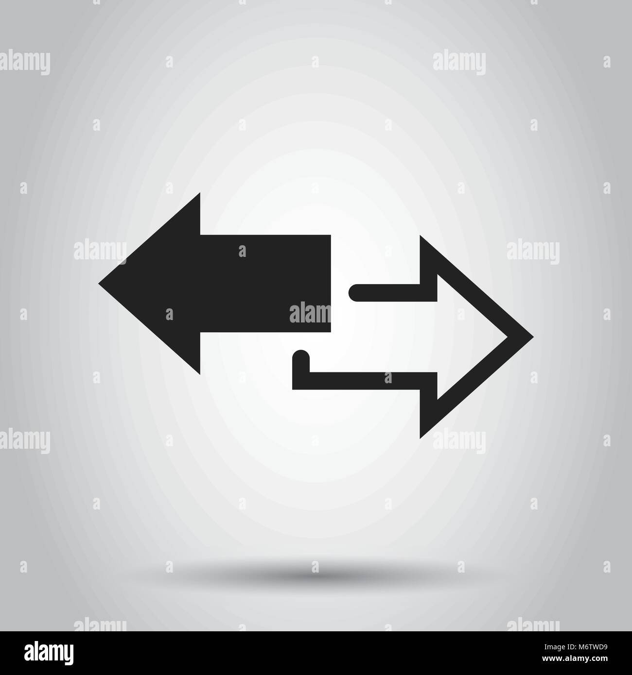Pfeil links und rechts Vektor icon. Nach vorne zeigende Pfeil Abbildung. Geschäftskonzept. Business Konzept einfache flache Piktogramm auf isolierten Hintergrund. Stock Vektor