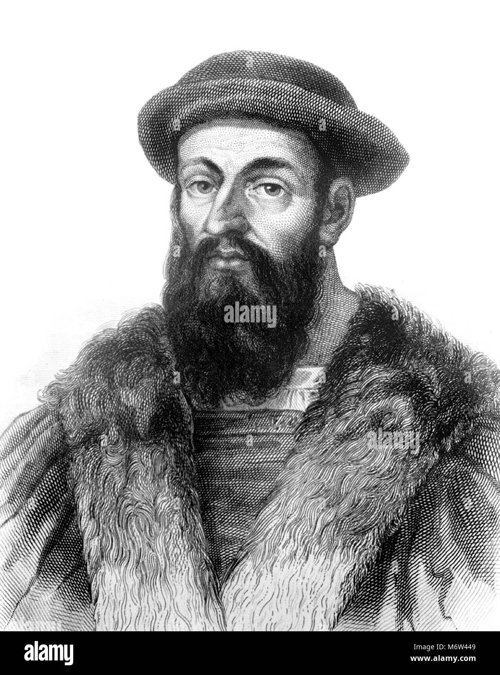 Ferdinand Magellan (1480-1521), Gravur der Portugiesische Entdecker, der die spanischen Expedition nach Ostindien Von 1519 bis 1522 organisiert. Stockfoto