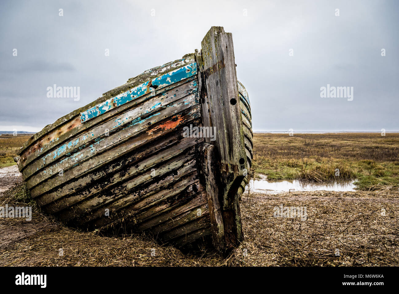 Alten, verlassenen Boot auf Norfolk Coast - englnd - Norfolk - 2018-02-03-Fotograf: Brian Duffy Stockfoto
