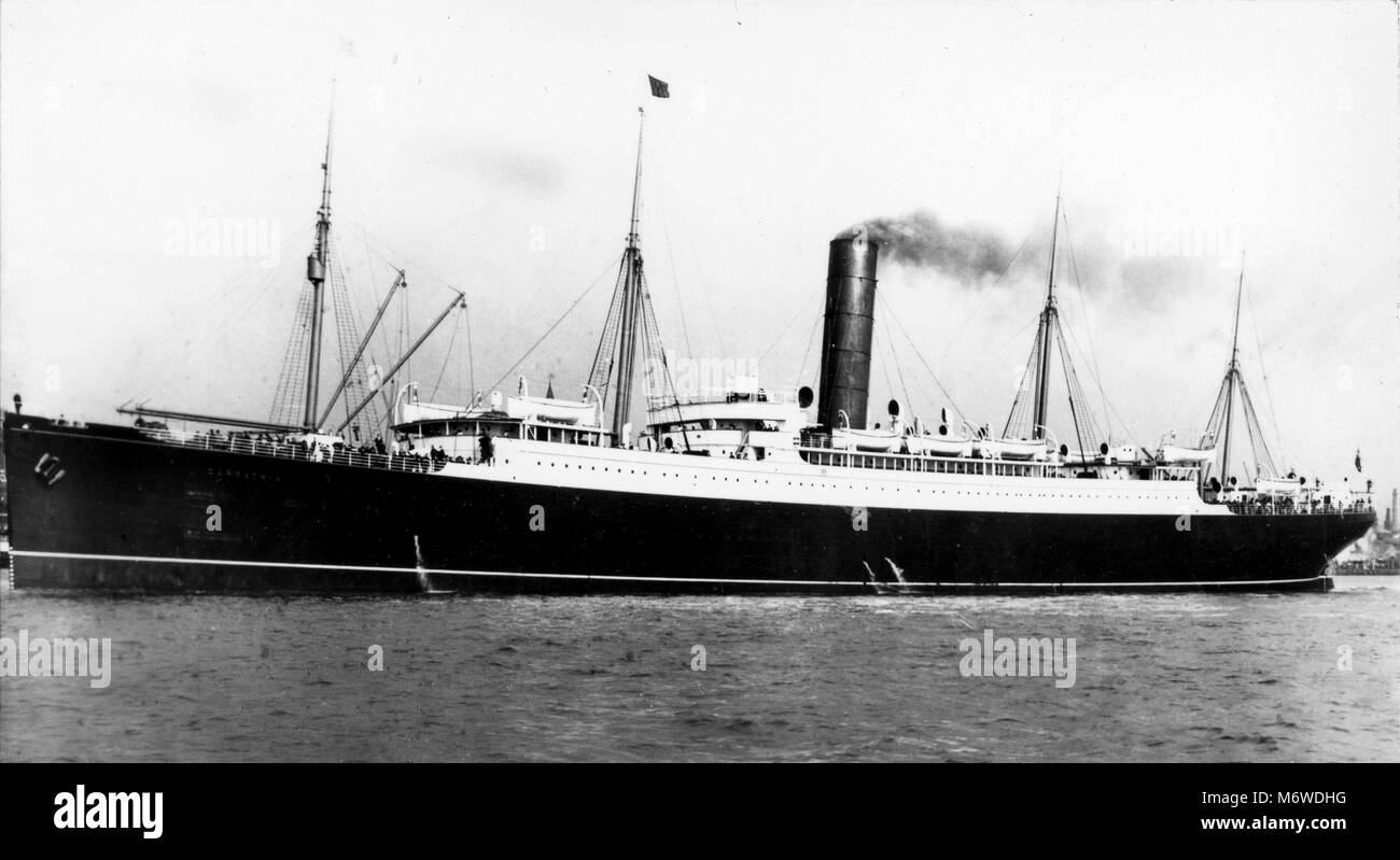 RMS Carpathia von 1903 berühmt wurde zur Rettung der Überlebenden der Untergang der RMS Titanic Stockfoto