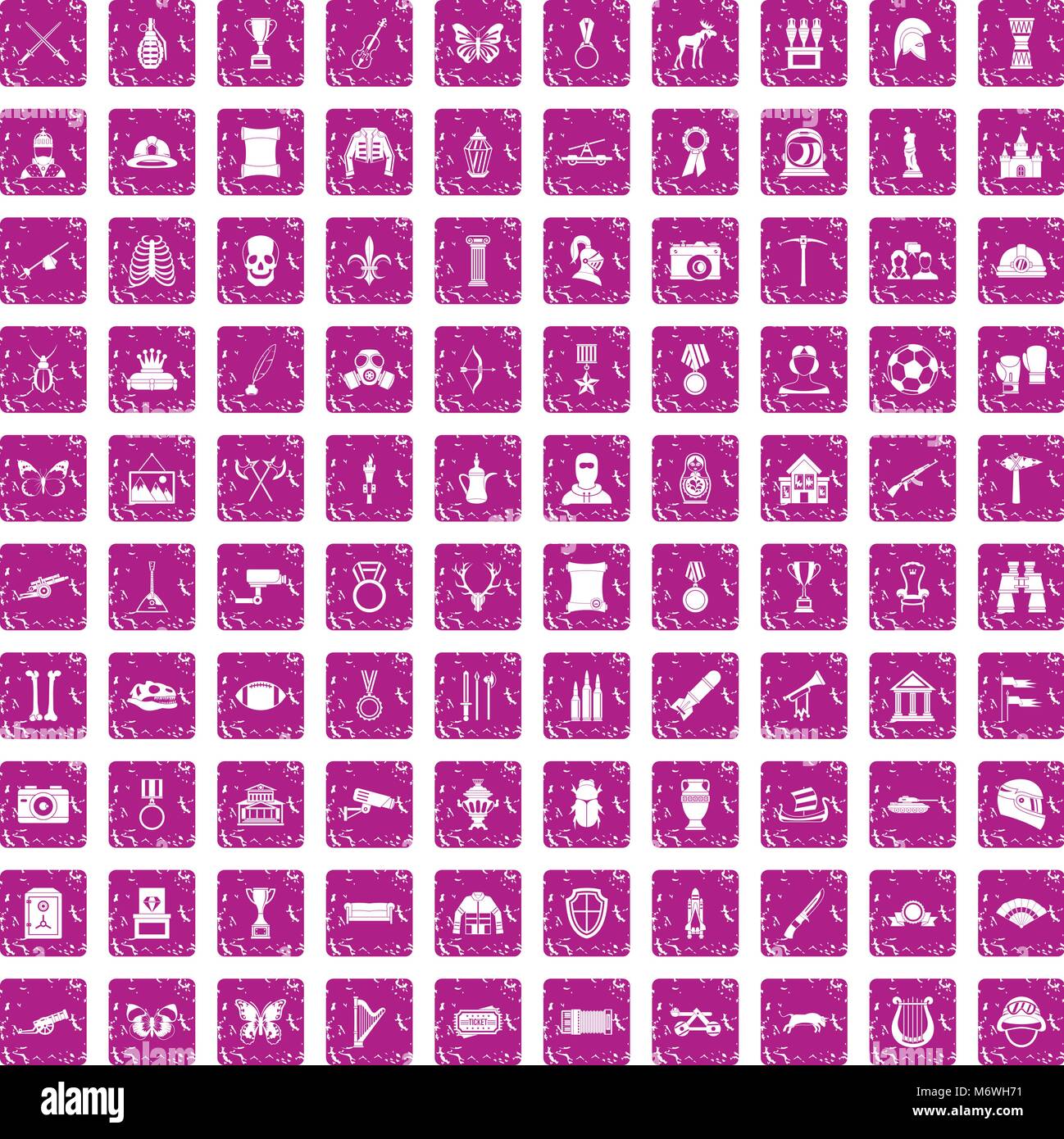 100 Museum Icons Set grunge Rosa Stock Vektor