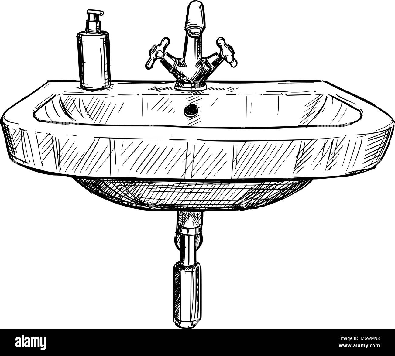 Vektor Hand Zeichnung von Waschbecken im Badezimmer Stock-Vektorgrafik -  Alamy
