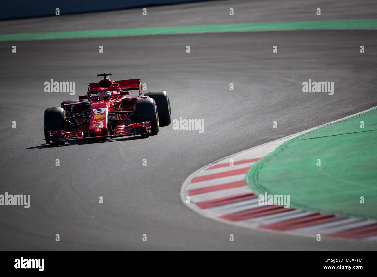 Montmelo, Katalonien, Spanien. 7 Mär, 2018. Sebastian Vettel von Team Scuderia Ferrari Ferrari SF 71H Auto während der F1-Test Tage in Montmelo circuit gesehen. Credit: MA 5644.jpg /SOPA Images/ZUMA Draht/Alamy leben Nachrichten Stockfoto