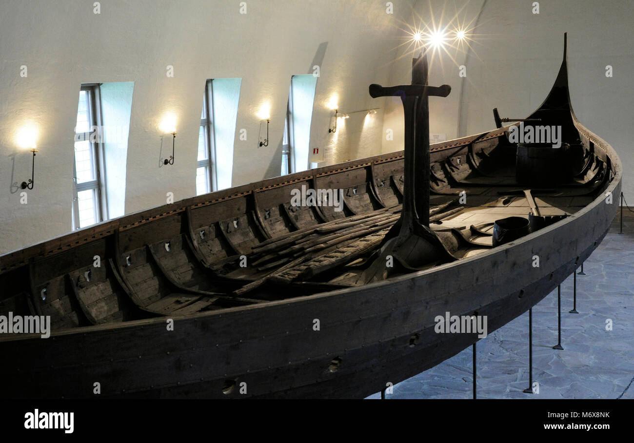 Gokstad Schiffes. Grabkunst Schiff, in der 890 AD datiert. Eichenholz. In Sanderfjord, Vestfold gefunden. Wikingerschiffmuseum. Oslo. Norwegen. Stockfoto