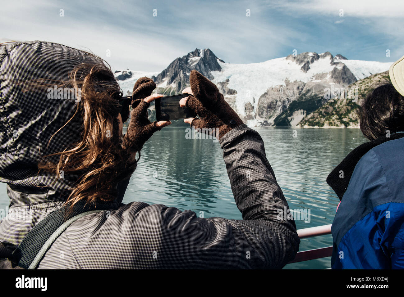 Whale Watching an der Ausfahrt Glacier Stockfoto