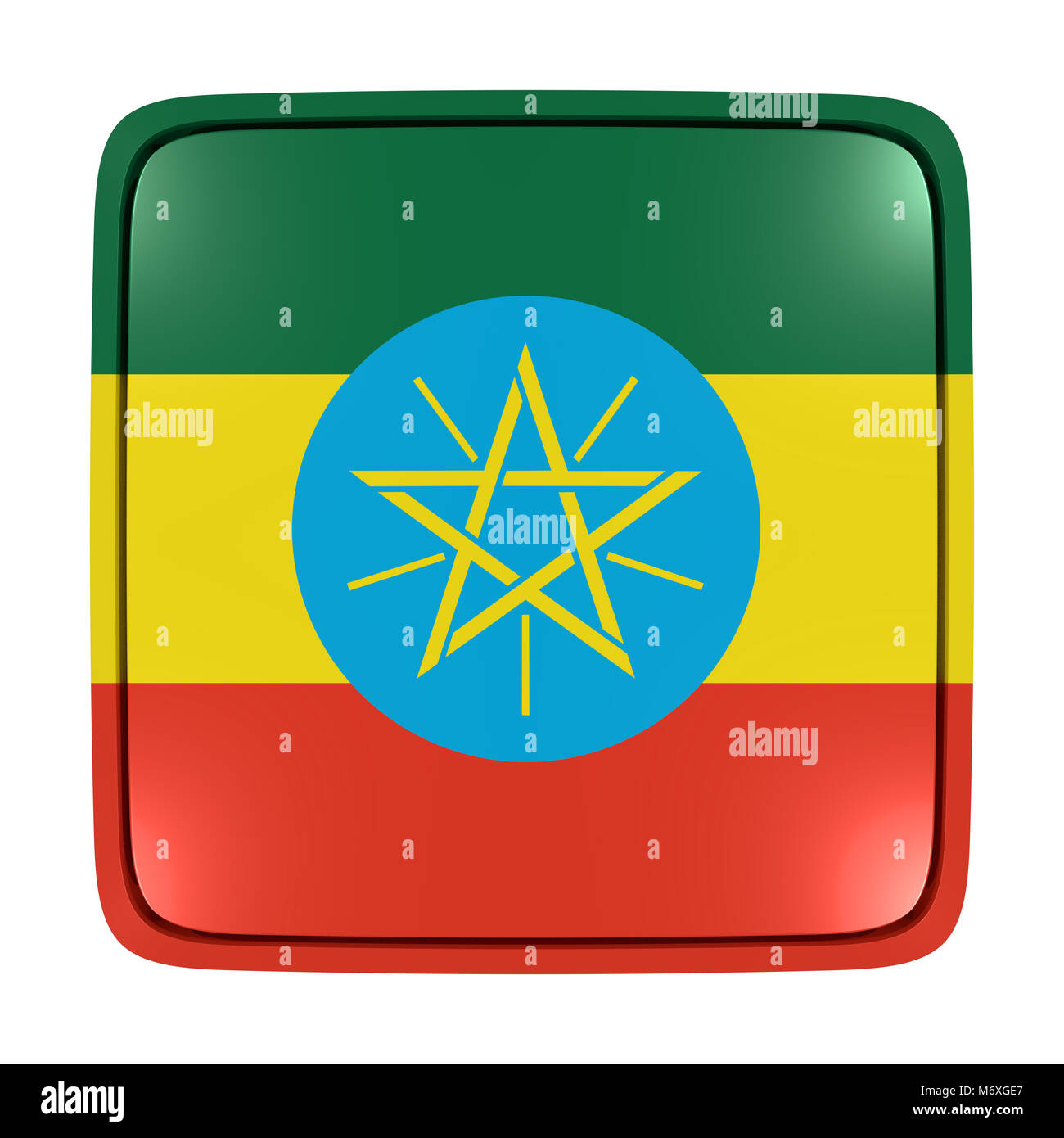 3D-Rendering eines Äthiopien Flagge Symbol. Auf weissem Hintergrund. Stockfoto