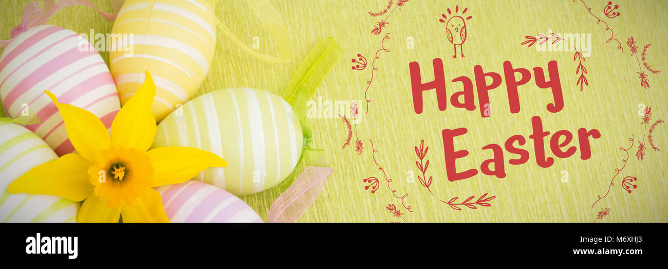 Das zusammengesetzte Bild im Frohe Ostern Red Logo auf weißem Hintergrund Stockfoto