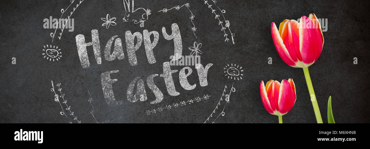 Das zusammengesetzte Bild im Frohe Ostern Red Logo auf weißem Hintergrund Stockfoto