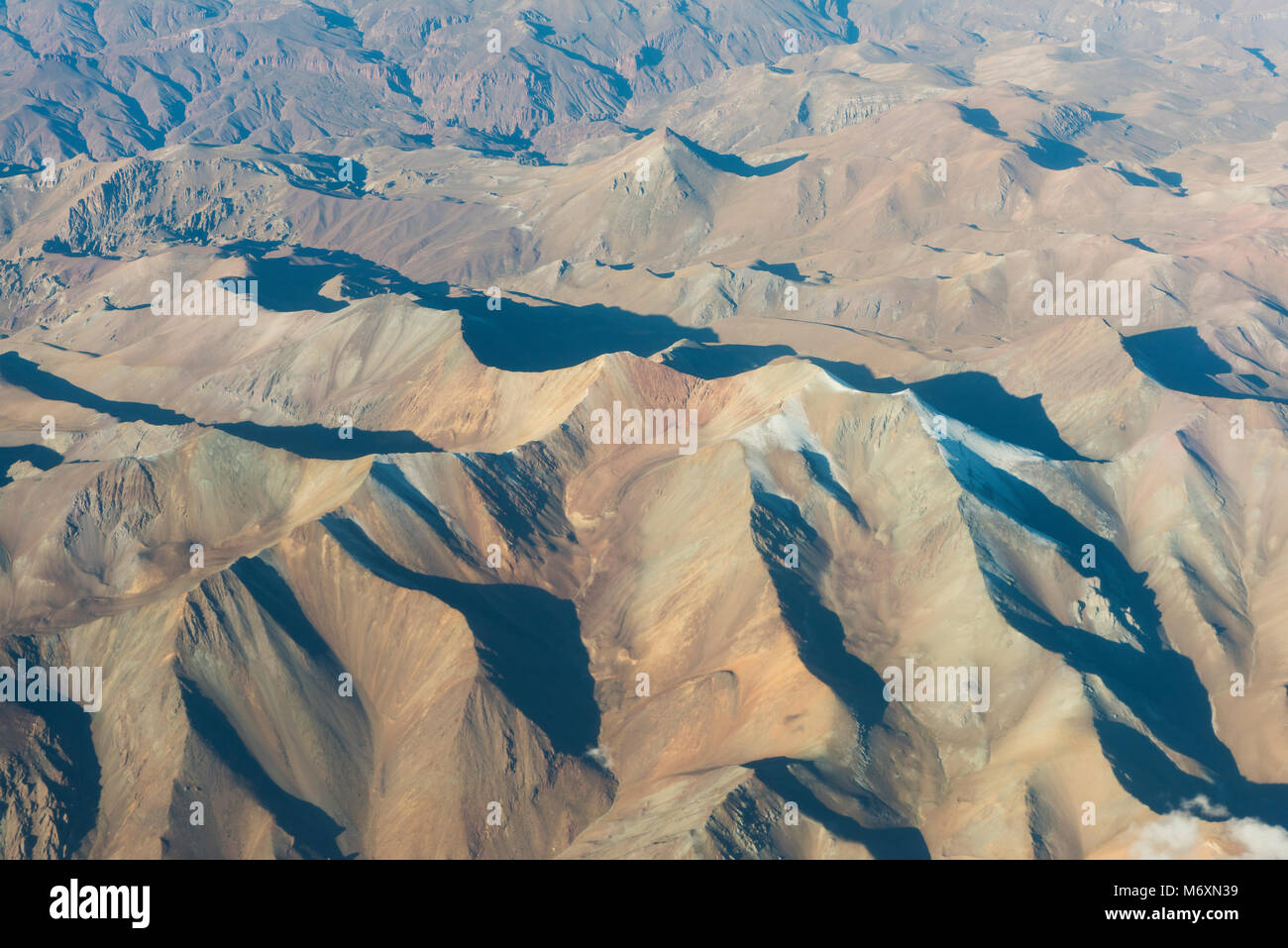 Luftaufnahmen über der Bolivianischen hohen Anden zwischen Tupiza und Eduardo Avaroa National Reserve Stockfoto