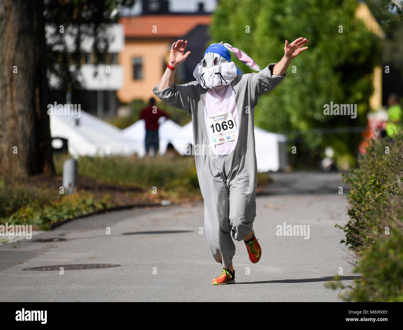 Kaninchen laufen Atea Stadt Norrköping Rennen in der Stadt Norrköping, Schweden im August 2017. Stockfoto