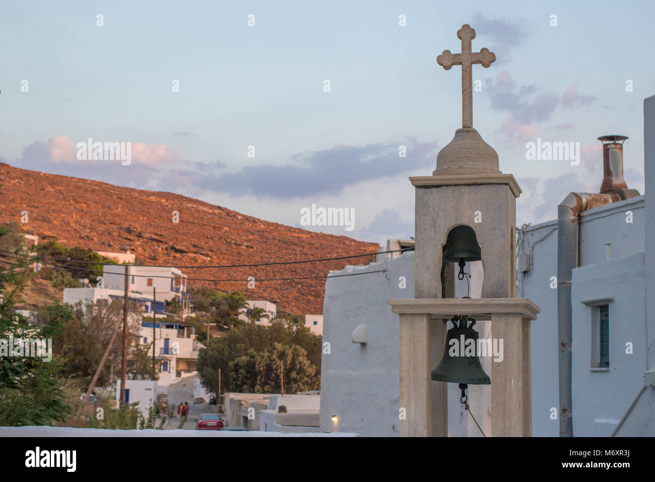 Blick auf die Insel Tinos in Griechenland Stockfoto