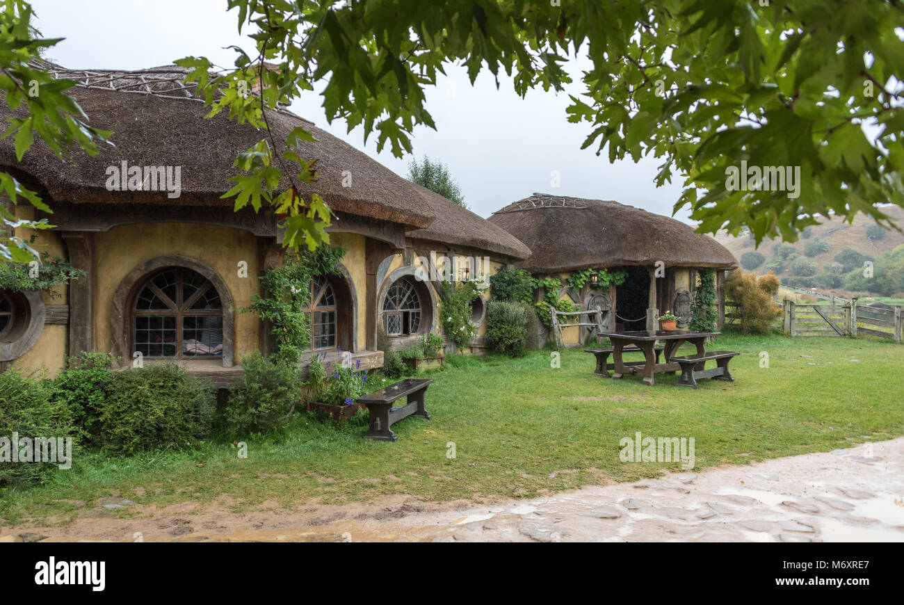 Green Dragon Pub, hobbiton Movie, Matamata, North Island, Neuseeland Stockfoto