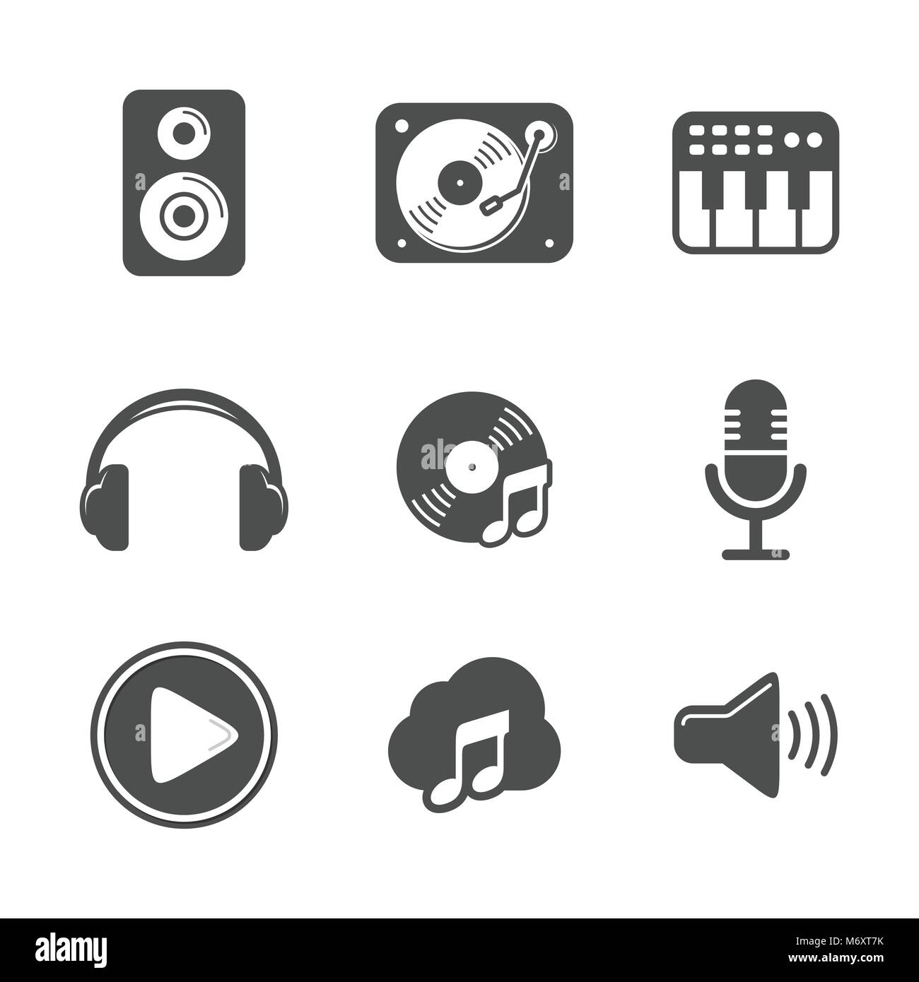 Audio Icon Set Schwarz Version Vektor Symbol Grafik Logo Design Stock Vektor