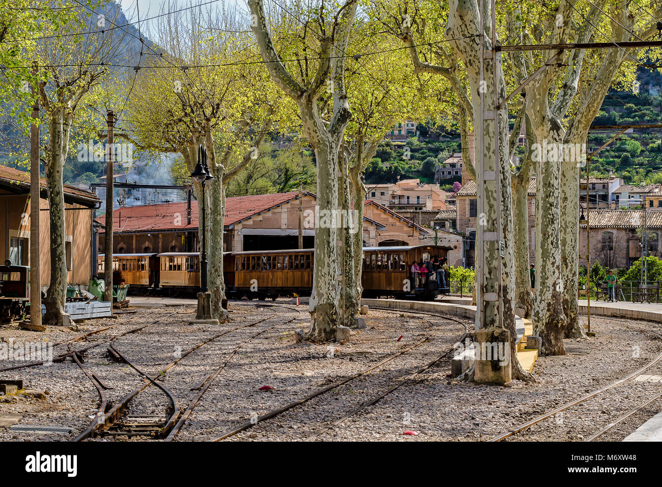 Holz- Zug, Mallorca, Spanien Stockfoto