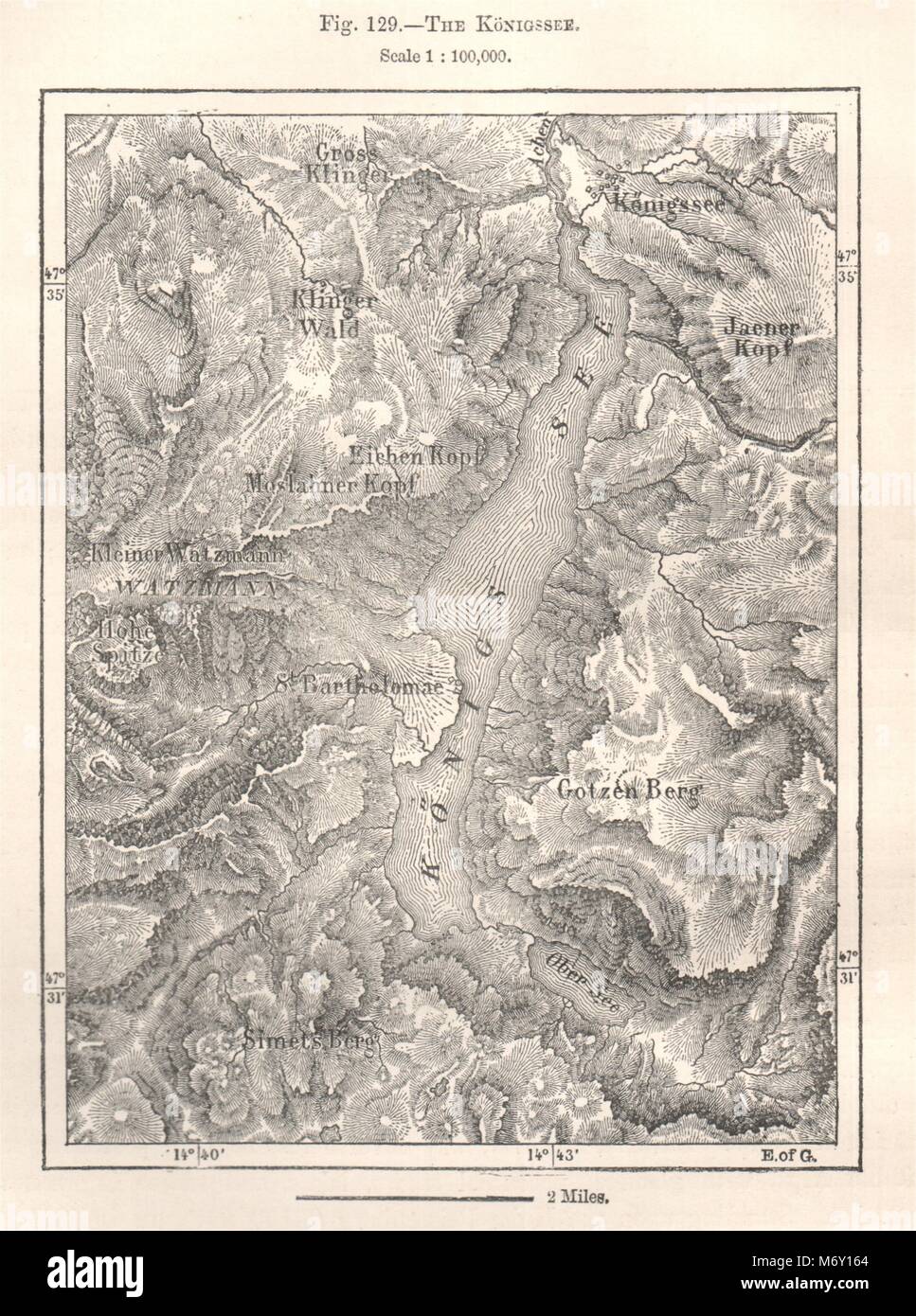 Die Konigssee. Deutschland. Kartenskizze 1885 alte antike Vintage plan plan Stockfoto