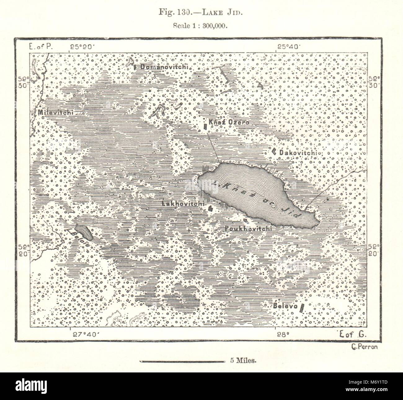 See Chervonoye. Belarus. Kartenskizze 1885 alte antike Vintage plan plan Stockfoto