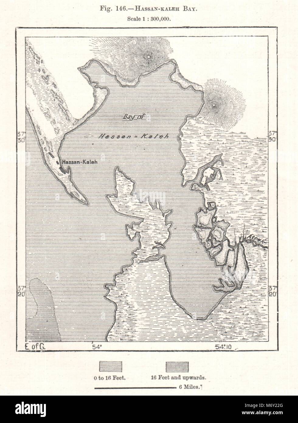Hassan Gholi Bay. Turkmenistan. Kartenskizze 1885 alte antike plan plan Stockfoto