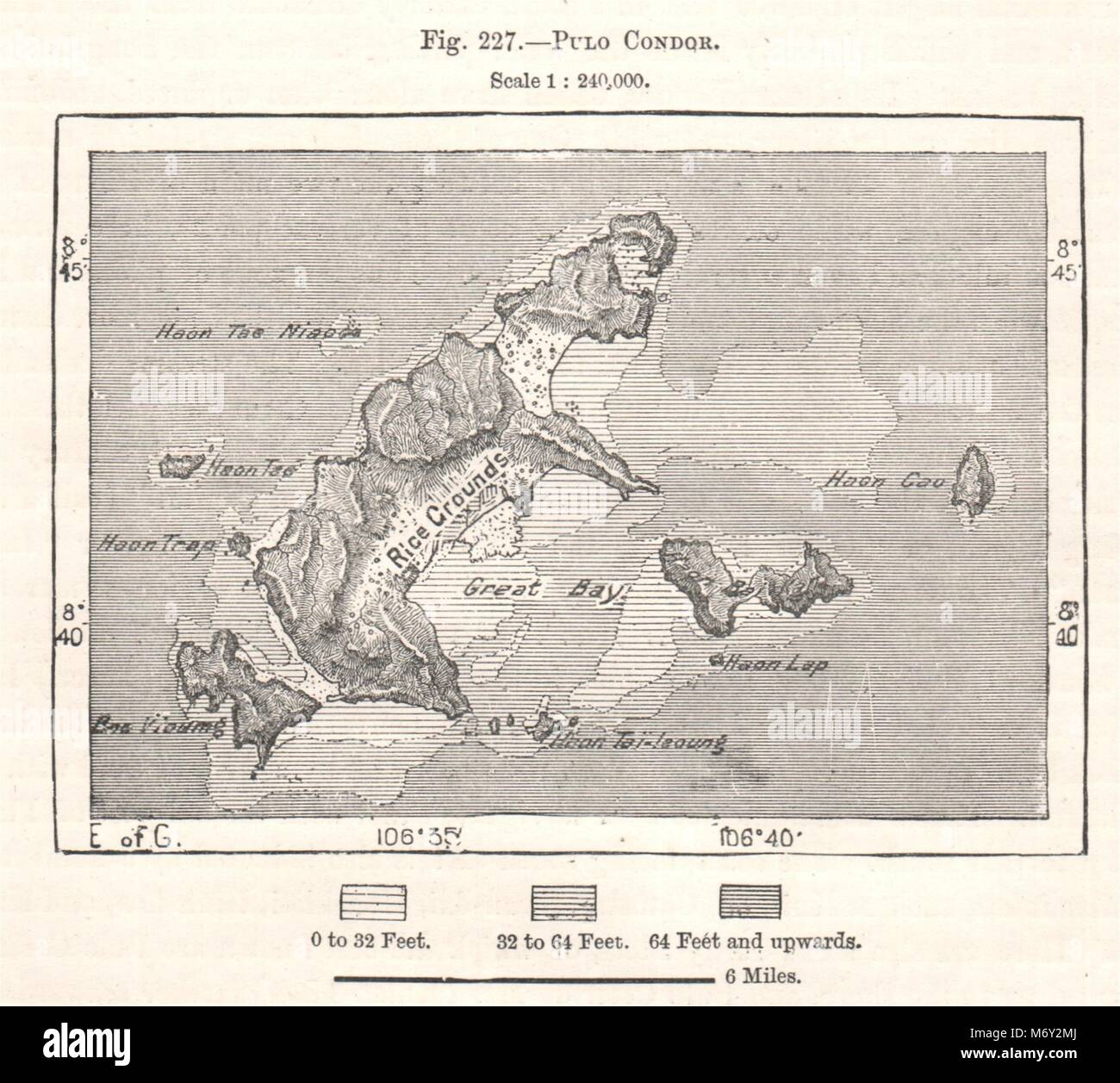 Con Son. Vietnam. Kartenskizze 1885 alte antike Vintage plan plan Stockfoto