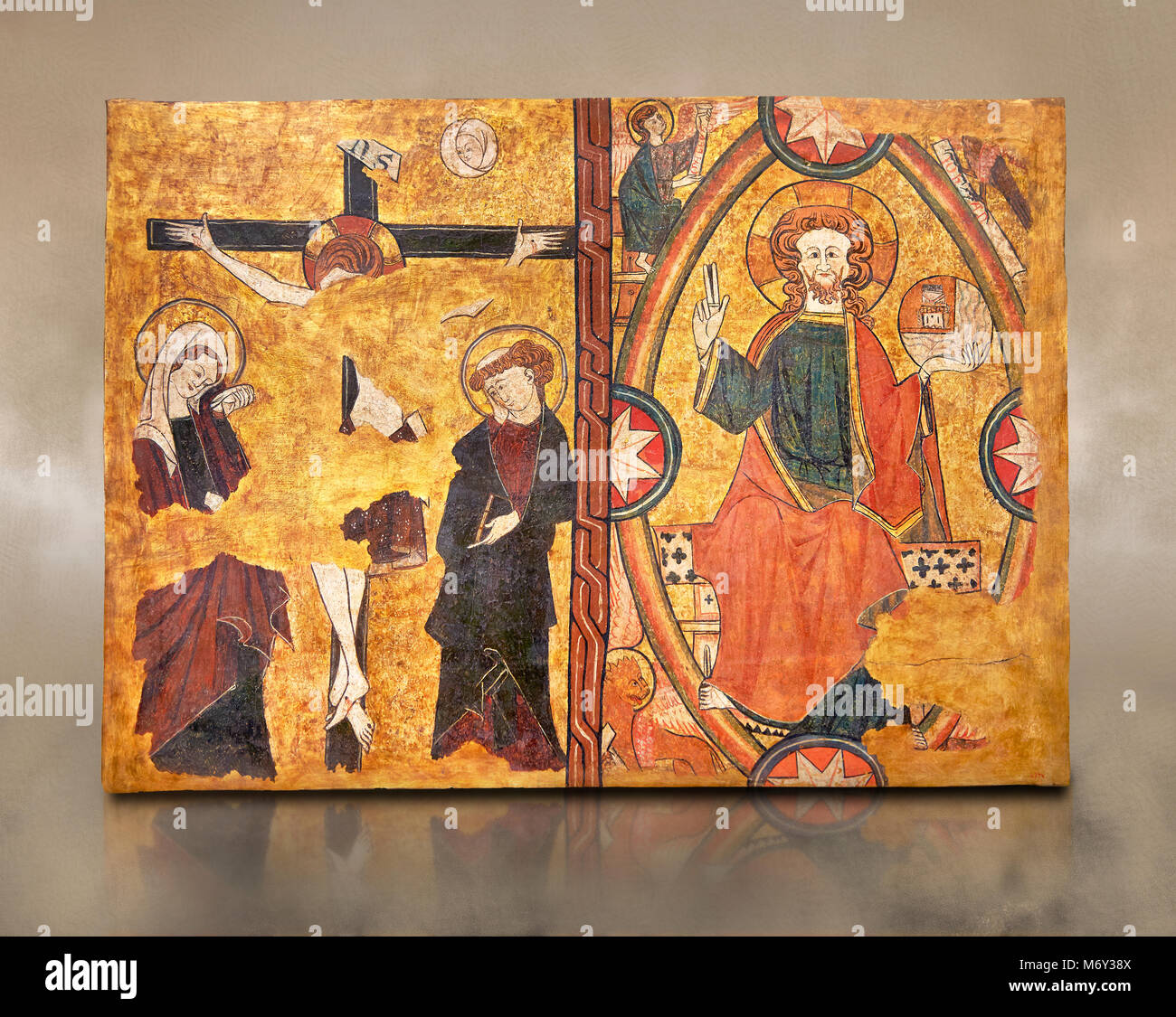 Gotische Panel aus dem Grab des Ritters Sancho Sanchez Carillo. Polychrome und Blattgold auf Holz durch den Kreis der Gil de Siloe um 1500 wahrscheinlich Stockfoto