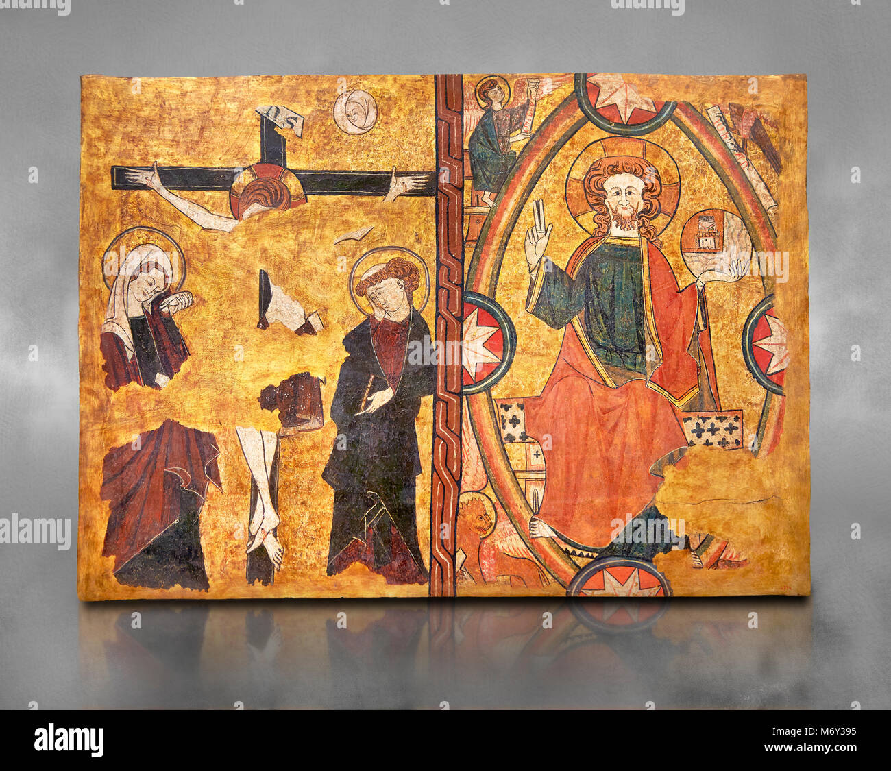 Gotische Panel aus dem Grab des Ritters Sancho Sanchez Carillo. Polychrome und Blattgold auf Holz durch den Kreis der Gil de Siloe um 1500 wahrscheinlich Stockfoto