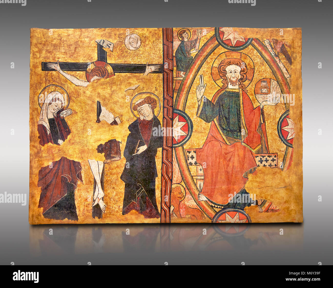 Gotische Panel aus dem Grab des Ritters Sancho Sanchez Carillo. Polychrome und Blattgold auf Holz durch den Kreis der Gil de Siloe um 1500 wahrscheinlich Stockfoto